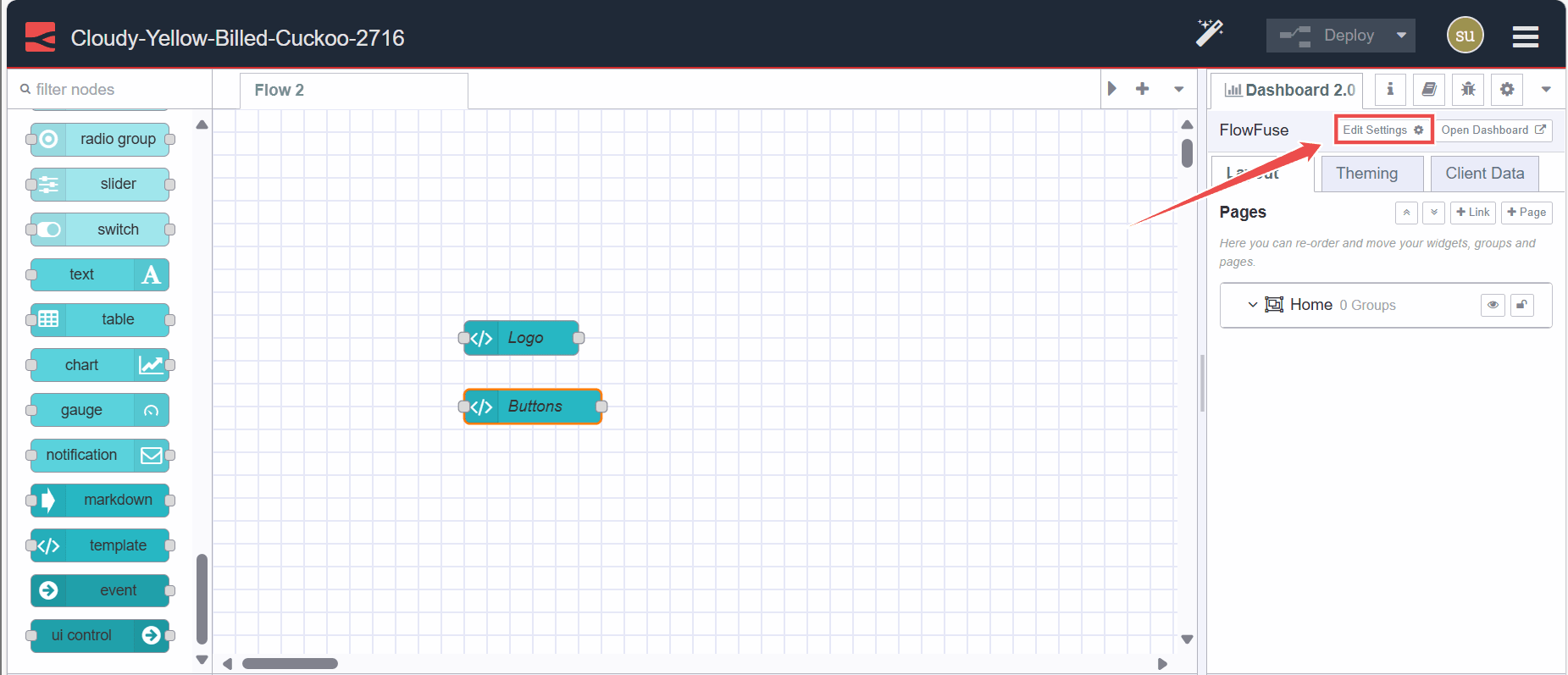 Screenshot showing the 'edit setting' option in the dashboard sidebar "Screenshot showing the 'edit setting' option in the dashboard sidebar"