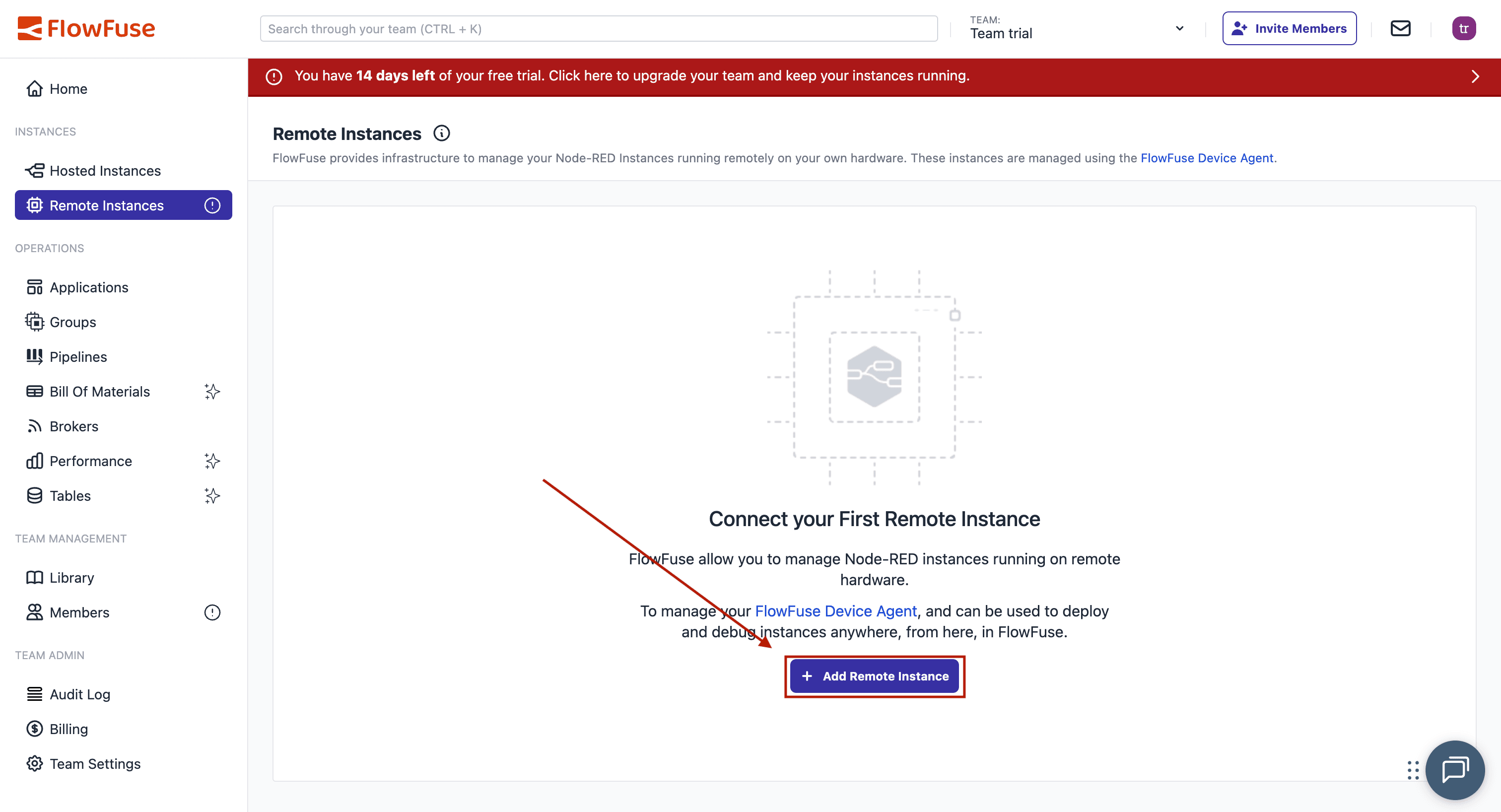 Add Remote Instance Button